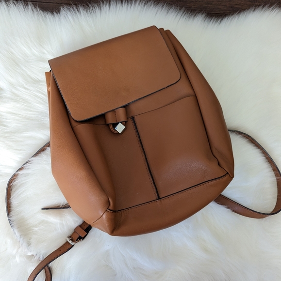 Zara Handbags - Zara basic collection vegan leather backpack tan brown cognac